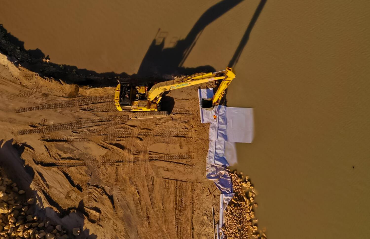 Aerial Shoot of Geotextile Install